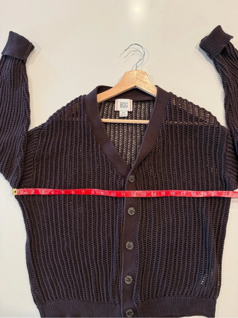 BDG Open-Weave V-Neck Cardigan in Dark Brown - Picture 4 of 6